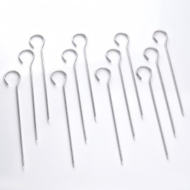 HONSHEN 5.75"Flat Stainless Skewers,Metal Potato Skewrs,Short Barbecue, Needle Barbecue Skewers,Baking Rods,Corn on The Grill,Home Cooking,12 pcs (5.75 INCH Flat BBQ 12)