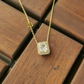 Alicia Bonnie Aurora Gold Pendant Necklace White Crystal w/dust bag