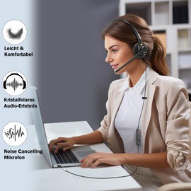 Arama USB Headset with Microphone Noise Cancelling, Mono PC Headphones for Laptop Computer Business Office Home Office Call Center, Online Class, Skype Zoom Teams Meetings, Lightweight & Comfortable