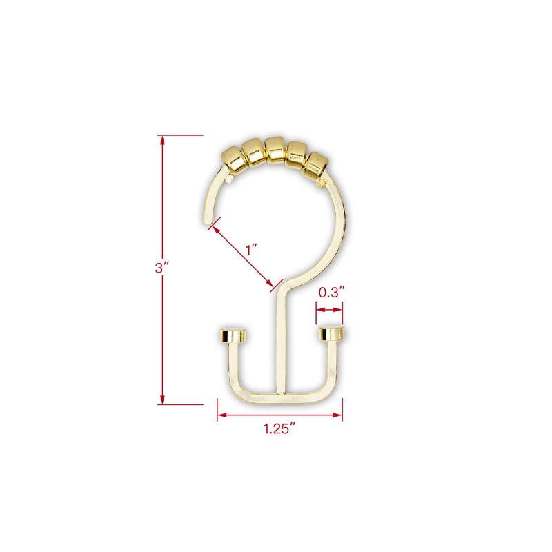 Utopia Alley HK1GD Deco Flat Double Roller Shower Curtain Hooks;
