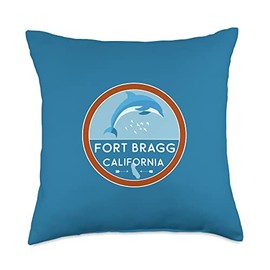 Fort Bragg CA Beach California Vacation Souvenirs Fort Bragg California Dolphin CA Vacation Souvenir Throw Pillow, 18x18, Multicolor