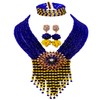 aczuv 8 Rows Crystal Beaded Nigerian Wedding Necklace and Earrings
