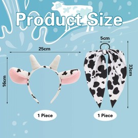 HINFHI 1 Cow Headband And 1 Streamer Hair Ring, Role-Playing Props, Party Headdress, Creative Cute Hair Accessories.