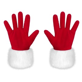 YIZHIXIANGQ 1 Pair of Christmas Gloves, Santa Gloves, Red Velvet Gloves, Women's Short Gloves, One Size, Christmas Costume Accessories, Red (red A)