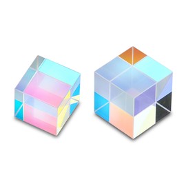 HDCRYSTALGIFTS Set 2 Optical Glass X-Cube Prism RGB Dispersion Prism for Physics Teaching,Photography Props (1.5cm,2cm)