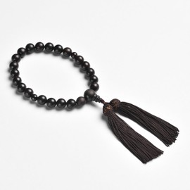Traditional Art Sculpture Beads for Men with Bag Ebony, Glossy, 22 Balls, Pure Silk Head Tassel (Tassel Color: Tan), Suitable for All Sects, Exquisite Packaging