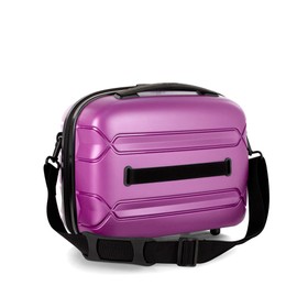 Heys Milos Beauty Case Hardside Lightweight and Crafted with Durable Duraflex, Textured Shell and Metallic Colors, Trolly Sleeve, Adjustable Shoulder Strap, Organize Makeup or Toiletries, Plum