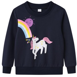 Junellz 5 Years Girl Cloth Girl Unicorn Jumper Dark Blue Girl Unicorn Sweatshirt