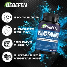 Ashwagandha | 210 Tablets | 3750 mg | Ashwagandha Powder & Extract, Black Pepper | Advanced Formula for Supports Strength and Mood