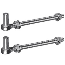 Insaga J Bolt Gate Hinge, 304 Stainless Steel Farm Gate Hinges, M12 x 10'' Gate Hinge Bolt 5/8'' for Chain Link Fence/Farm/Wooden Fence/Driveway, Supports up to 500lbs, 2pcs