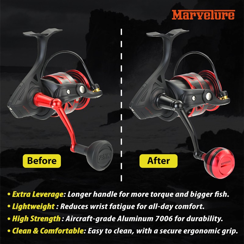 MARVELURE Foldable Power Handle for Penn Fierce III IV, Battle