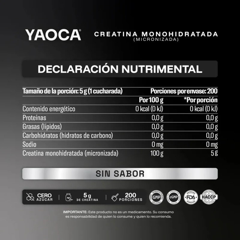 Suplemento En Polvo Yaoca Creatina Monohidratada 1 Kg Natural