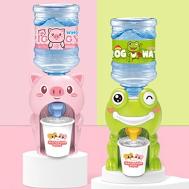 Mini Water Dispenser for Kids, Cartoon Pig and Frog Toy Educational Accessories for Role Play Portable Mini Water Machine, Set of 2