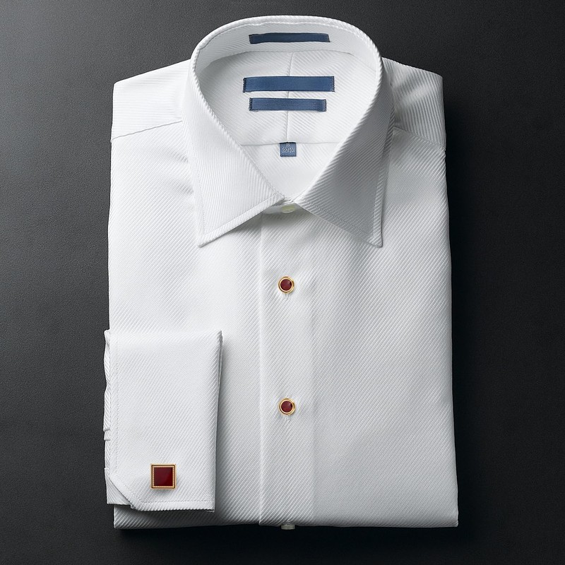 Wynamleri burgundy cufflink studs, golden dinner shirt buttons and cuff