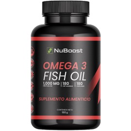 Nuboost Omega 3 1000mg - 180 cápsulas Aceite de Salmon Puro - Omega 3, fish oil EPA y DHA - HECHO EN USA
