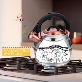 Tea Kettle for Stove Top Whistling Teapot, 3.2Q Tea Pot Stainless Steel Teakettle with Heat Proof Ergonomic Handle