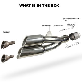 Sparkmods Motorcycle Dual Exhaust Muffler for Street Bike Sport Bike Cafe Racer Brat Scrambler Ruckus K100, Fit 1.5''-2'' Exhaust Pipe