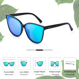 LVIOE Cat Eyes Sunglasses for Women, Polarized Oversized Fashion Vintage Eyewear for Driving Fishing - 99.99% UV Protection