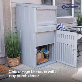 Suncast 33.5-Gallon Capacity Package Delivery Box, Parcel Drop Box with Lock, Weather Resistant Outdoor Storage Solution for Secure Package Deliveries, Made in USA