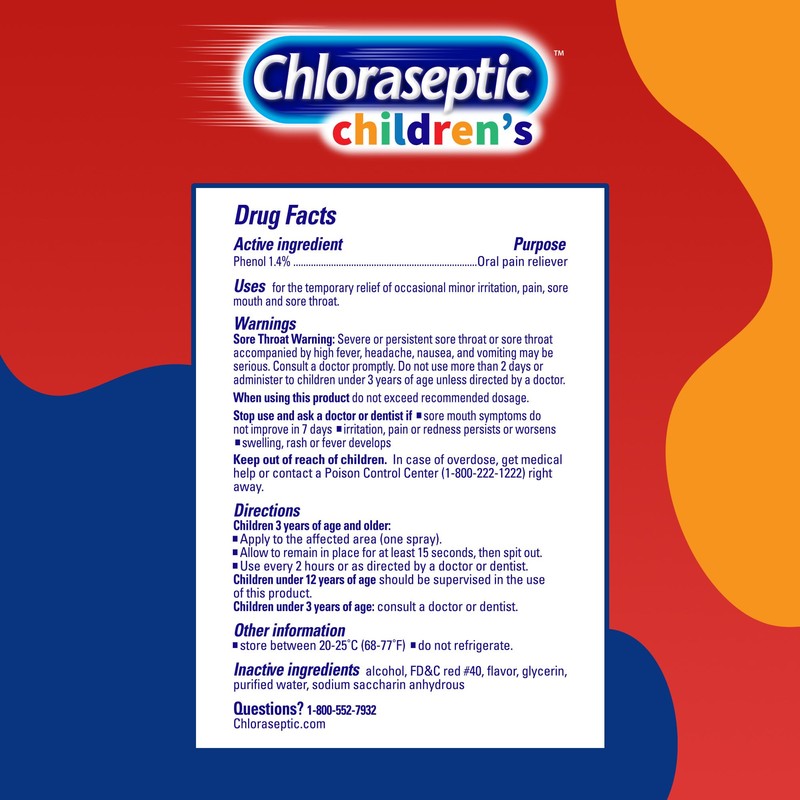 Chloraseptic Children's Sugar-Free Sore Throat Spray, Cherry-Licious, Soothes Throat Pain