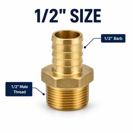 Pex Crimp Fitting, 6 Pack, 1/2" male Adapter, F1807 C46500 Brass