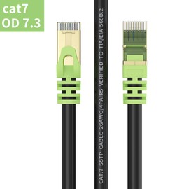 Cable Ethernet Cat 7 para exteriores de 15 pies, 26 AWG Cable de conexión de red Cat7 resistente Cable de conexión RJ45, velocidad de transmisión de 10 Gbps, ancho de banda de transmisión, 600 MHz,