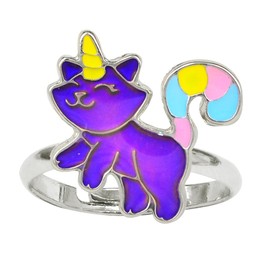 FUN JEWELS Fairy Tale Cute Caticorn Unicorn Cat Color Change Mood Ring For Girls Size Adjustable