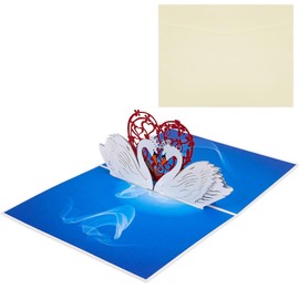 TOCCOOL Swan Couple 3D Pop-Up Card - Romantic Wedding, Anniversary, and Valentine's Day Card with Envelope & Greeting Card (1 Set)