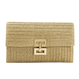 TOFBS Women's Clutch Straw Square Handbag Summer Envelope Bag Woven Clutch Dinner Tote Bag for Formal Party Wedding Holiday, khaki