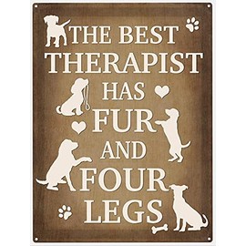 Small (150 x 200mm) Metal Sign - The Best Therapist has Fur and Four Legs
