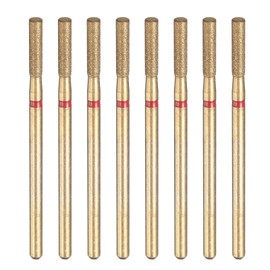 HARFINGTON 8pcs 200-230 Grits Diamond Grinding Bit 2.3mm Cylinder Head 2.35mm Shank 10mm Length Titanium Plated Stone Sanding Drill Bits Rotary Tool for Nails Grinding Polishing