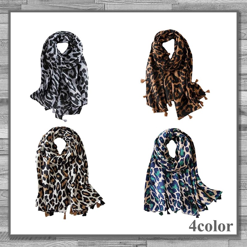 LEX STANDARD SM002 Women's Scarf, Stole, Leopard Print, Large, Animal