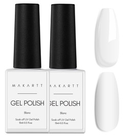 Makartt Gel Nail Polish Set - 2Pcs White Gel Nail Polish 15ML UV gel nail polish Soak Off Pure Colors Shellac Nail Polish for Manicure Salon DIY Nail Art Design Decoration Home