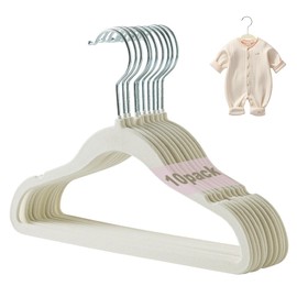 Baby Velvet Flocked Clothes Hangers – 10 Pack - Infant Toddlers Kids Children's Hangers for Clothes, Non-Slip/Non-Mark Ultra-Slim Space Saving (Beige)