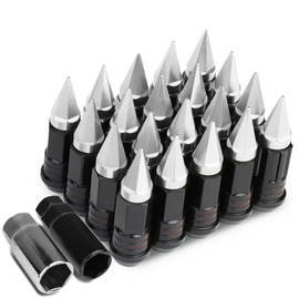 DNA MOTORING LN-ZTL-9032-15-SL 16Pcs M12 x 1.5 25mm OD/75mm Height Open End Style Wheel Lug Nuts + Lock Nut + Key + Extension Adapter, Silver