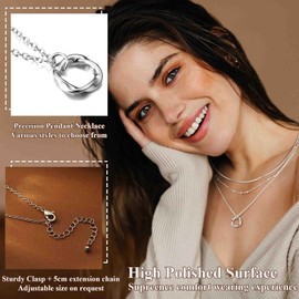 JeweBella 3 PCS Gold Necklaces for Women 14K Gold Plated Layered Necklace Zirconia Cross Coin Pearl Heart Pendant Necklace Silver Snake Necklaces Chain Choker Necklace Gold Jewellery with Gift Box