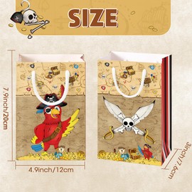 WERNNSAI Pirate Party Bags - 16 PCS Pirate Treasure Party Favor Bags Nautical Pirate Theme Party Supplies Candy Treat Goodies Gift Bags with Handles for Kids Boys Pirate Birthday Party Decoration