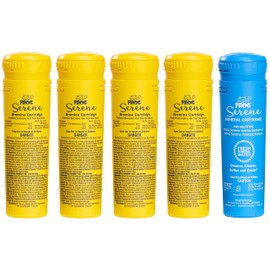 FROG Serene Mineral Replacement Cartridge + 4 Bromine Cartridges for Hot Tubs, for use only with FROG Serene Floating Sanitizing System for Spas up to 600 gallons, Quick and Easy Hot Tub Sanitizer