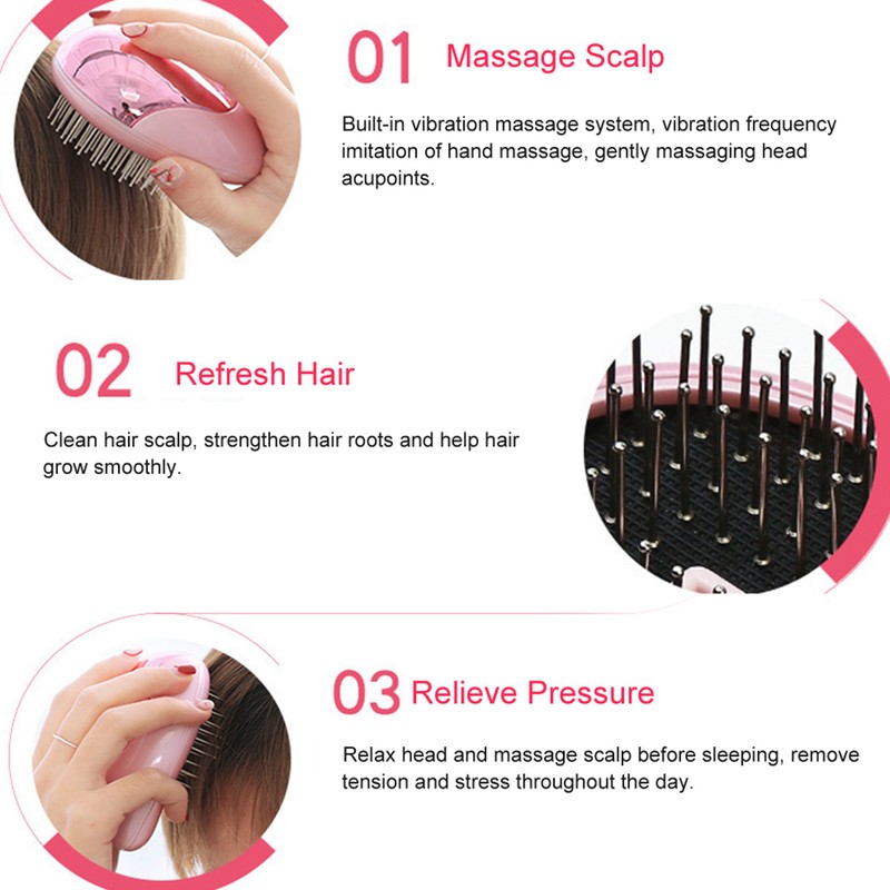Portable Electric Ionic Scalp Massaging Caring Brush Vibration Massage Comb