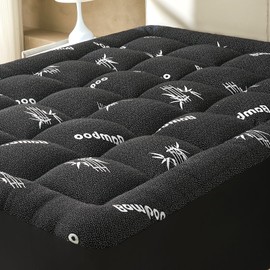 SurChic Twin XL Size Mattress Topper Viscose Derived from Bamboo, Soft Thick Pillow Top Mattress Pad Cover for Back Pain, Cooling Mattress Protector with 8-21 Inch Deep Pocket, Dark Grey