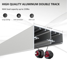 DIYHD 96" Ceiling Mount Box Rail Bypass Sliding Door Hardware Kit for 2 Closet Doors, Aluminum Silver Wardrobe Pocket System, Kit with Finger Pulls, MAX Load 126lbs
