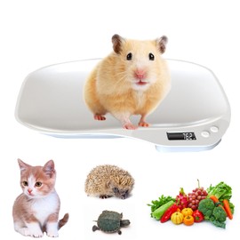 HMRCYTE Small Animal Digital Scale, Mini Pet Scale with LCD Display, Puppy Scale, Electronic Kitchen Food Scale, (Max 33lbs),14 x 10 inches, for Weighing Kitten, Puppies, Hamster, Newborn Pets (White)