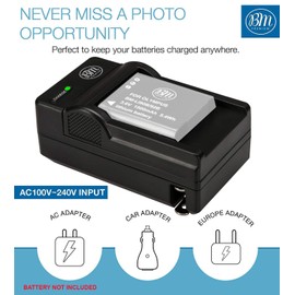 BM LI-92B, LI-90B Battery Charger for Olympus Tough TG-6, TG-5, TG-Tracker, Tough SH-1, SH-2, SP100 IHS, Tough TG-1 iHS, Tough TG-2 iHS, Tough TG-3, Tough TG-4, SH-50 iHS, SH-60, XZ-2 iHS Cameras