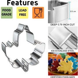 Crethinkaty Fall Thanksgiving Cookie Cutter Set - 12Pieces - Pine Tree, Pumpkin, Turkey, Maple Leaf, Oak Leaf, Different Shapes Cookie Cutter