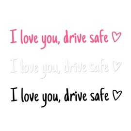 3pcs I Love You Safety Driving Mirror Stickers, Vinyl Rear View Decals Safe Drive I Love You with Heart Stickers for Rearview Mirrors and Windows Driver Gifts