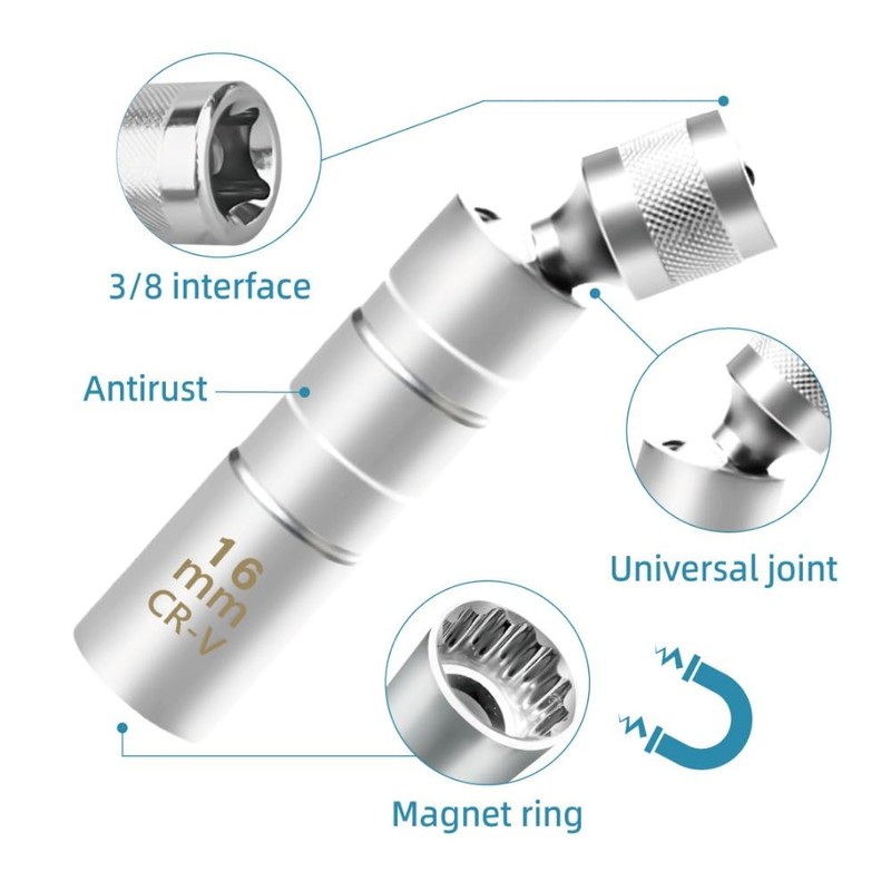 5/8" Spark Plug Socket Magnetic, Magnetic 16mm Spark Plug Socket,