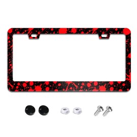 Blood Splatter License Plate Frame Funny License Plate Frames Aluminum Car Accessories Cover with 2 Holes and Screws 12 x 6 Inch for Front Rear Car Plate Decor for Women Men