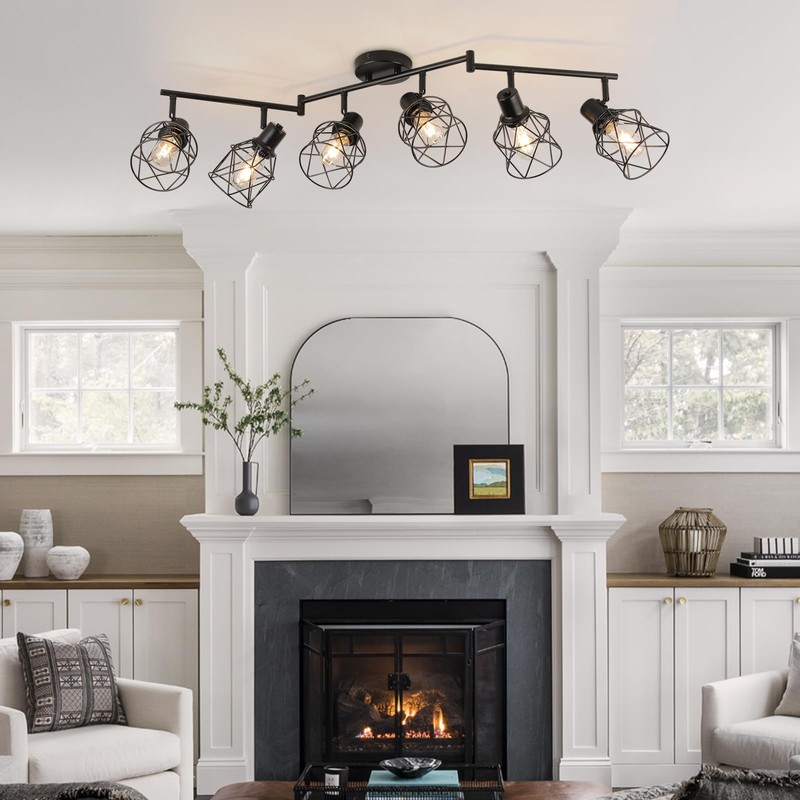 WILON Track Lighting Kit 6 Way Ceiling Spotlight-Industrial Flush Mount