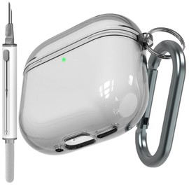 Compatible with AirPods 4 Case with Cleaning Kit and Keychain, Soft Shockproof Case for AirPods 4-Black