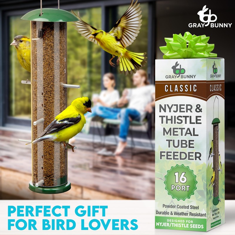 Finch Bird Feeder for Outdoors (16 Ports) Thistle & Nyjer